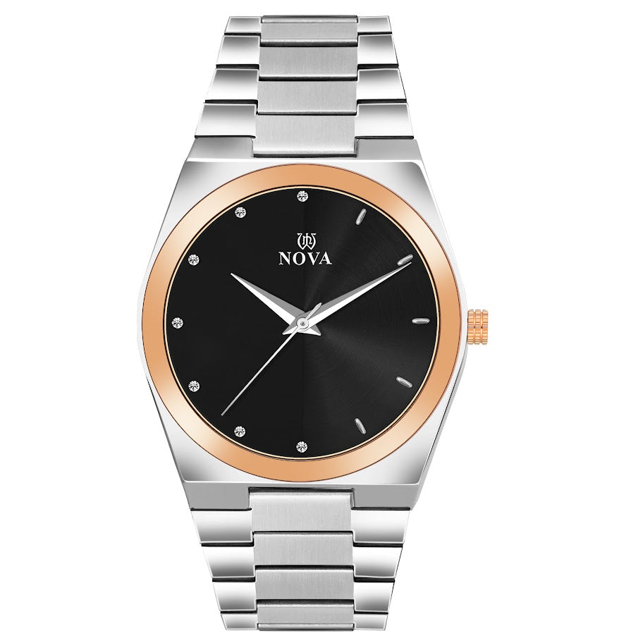 NOVA Premium Two-Tone Watch with Steel Chain & Japanese Battery
